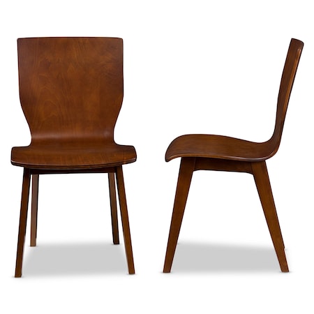 Baxton Studio Elsa Mid-century Modern Dark Walnut Bent Wood Dining Chair, PK2 121-6620